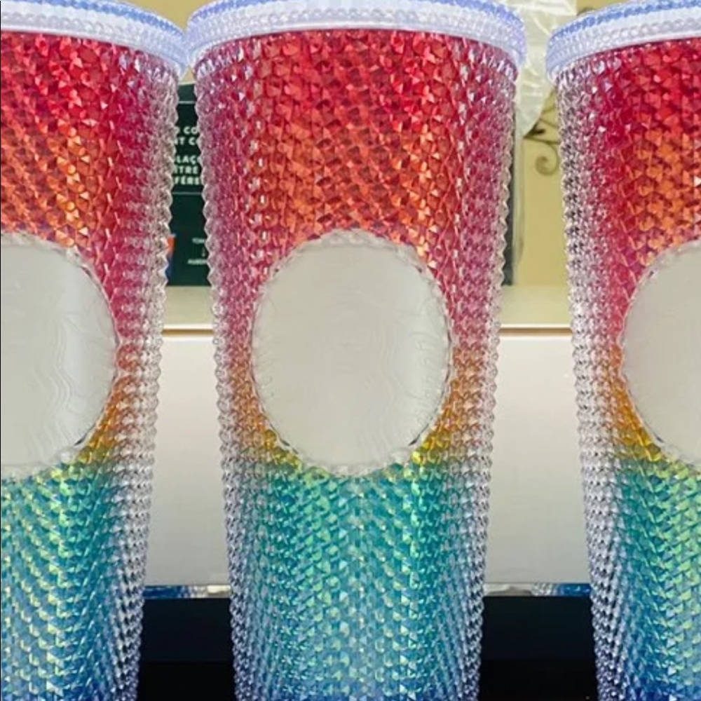 2 Starbucks Studded Rainbow Pride Tumblers